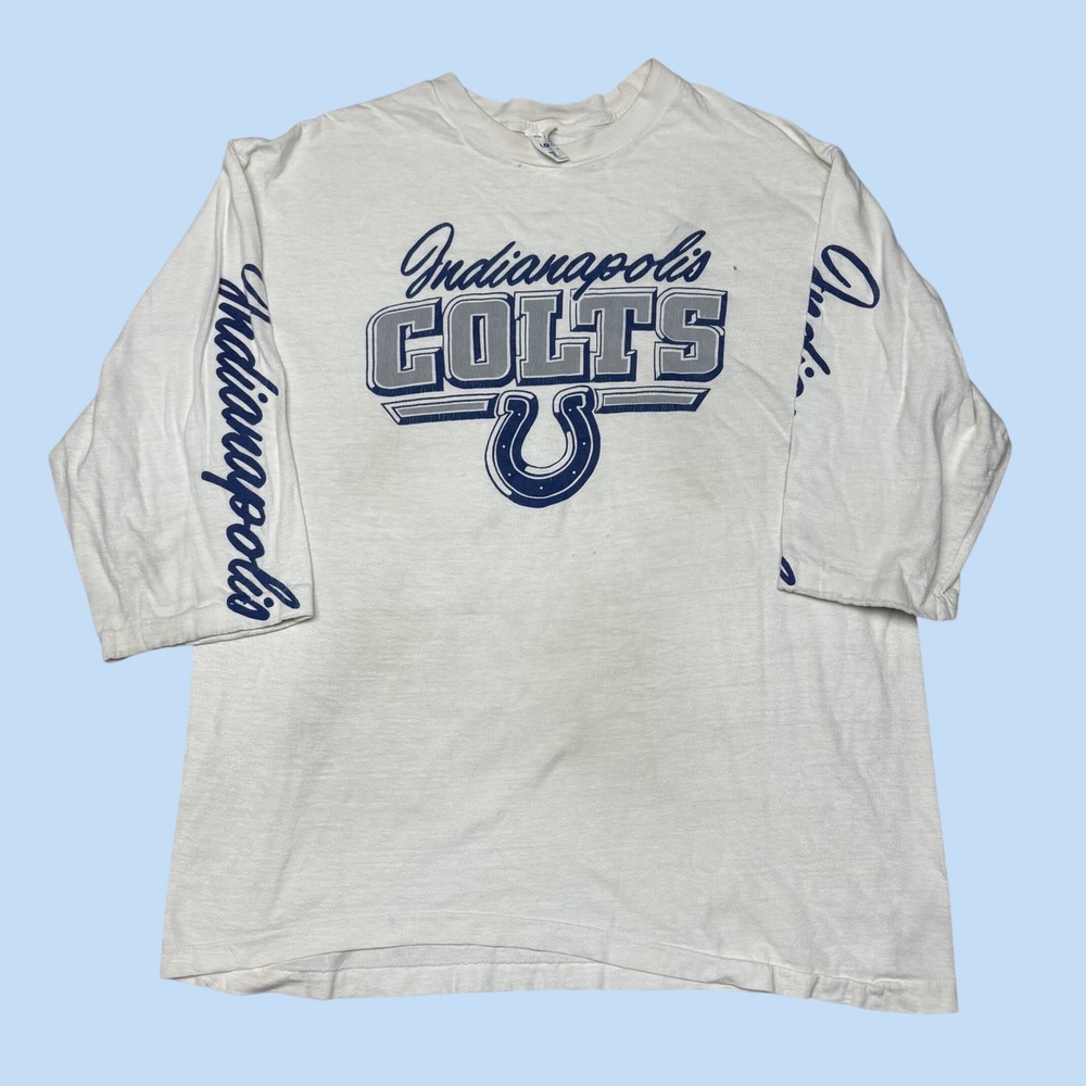 Vintage Indianapolis Colts Long Sleeve T-Shirt Logo Athletic White Mens XL USA